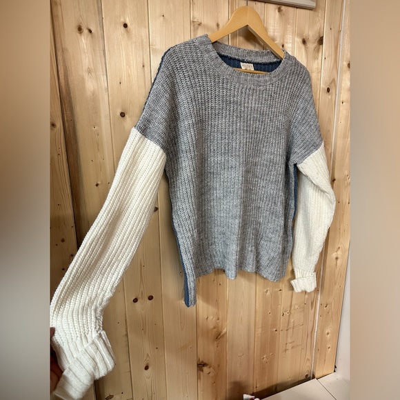 Mus & Bombon Chunky Knit Wool Blend Sweater Size M Oversized Colour Block Spain - Picture 3 of 5